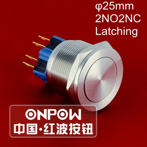 ONPOW 25 мм Фиксация IP65 2NO2NC Кнопка старта стоп из нержавеющей стали
