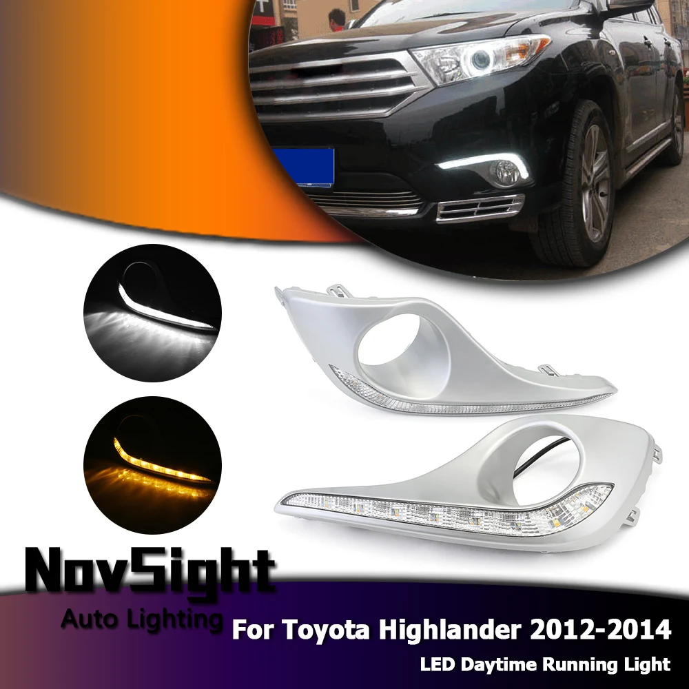 

NOVSIGHT Daylight for Toyota Highlander 2012-2014 LED Daytime Running Lamp DRL with Yellow Turn Light White D20