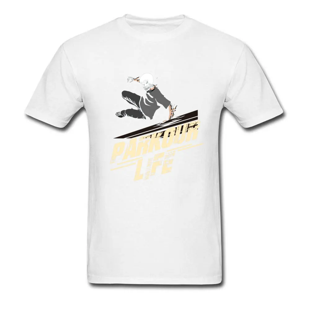 Normal 100% Cotton Fabric Tshirts for Men Short Sleeve Print Tops & Tees Designer NEW YEAR DAY Round Neck Tee Shirt Group Parkour Life Free Running Gifts 10969 white