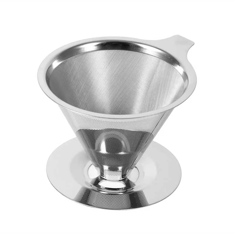 

Stainless Steel Coffee Filter Pour Over Coffees Dripper Double Layer Mesh Filter Cup Stand For Home Office