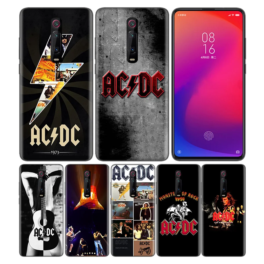 

Phone Pattern Black Rubber Soft Silicone Case Bag Cover for Redmi 7A Note 7 6 7S Y3 K20 Pro Core Shell ac dc acdc Poster Music