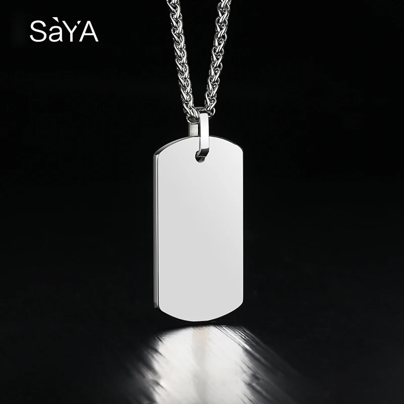 Men Pendants  Necklace for Male,Classic Tungsten Inlay CZ Stones with Titanium Steel Cuban Chain, Engraving 3