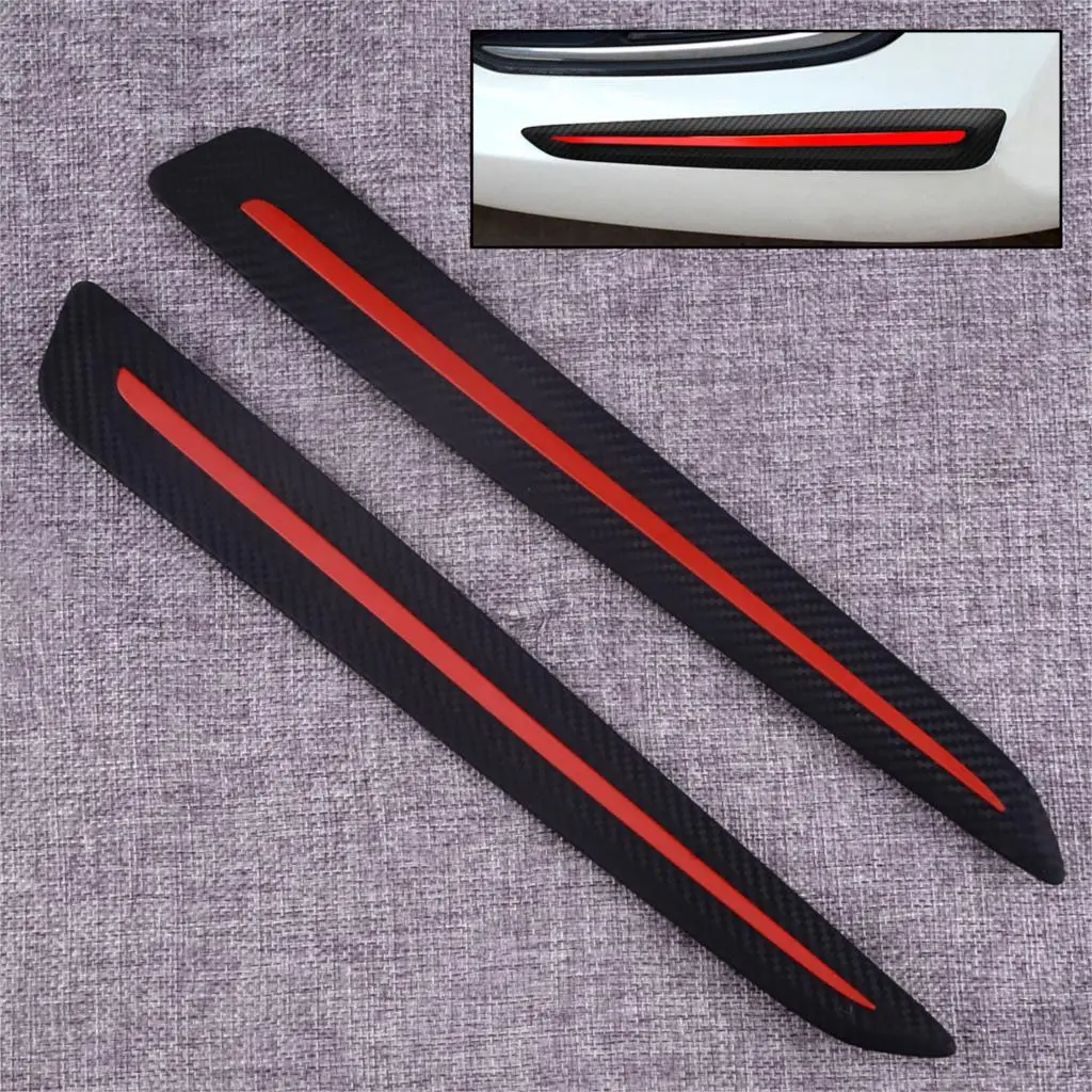 

DWCX 2Pcs Car Bumper Protection Strips Carbon Fiber Guard Soft Protector Scratch Anti-collision Sticker