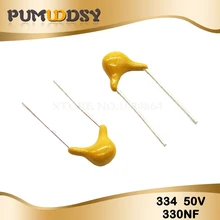 100 шт. 330NF 0,33 мкФ 20% 5,08 мм 334 с алюминиевой крышкой, 50В, MLCC многослойный монолитный керамический конденсатор 0805