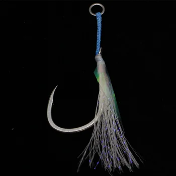 

FUNADAIKO LAS Fishing Assist Hooks Boat Sea 3X Jigging Hook Glow Silk Lure Fishhook Carbon PE Line Single Assist hooks