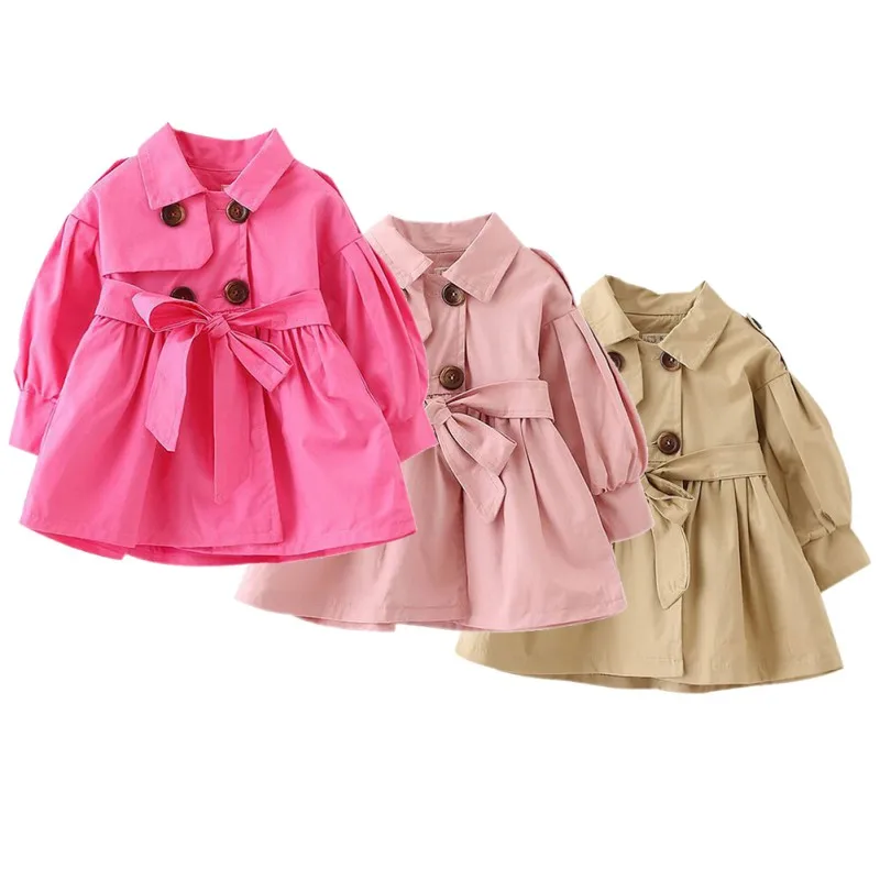 

Baby Girls Autumn Clothes Coat Long Jacket Double Breasted Overcoat Children Windbreaker Outwear Jacket for 2-5T kids