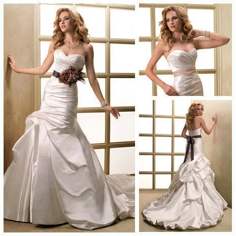 Ivory Satin With Sash Free Shipping Trumpet Mermaid Wedding Dresses Bridal Gown | Свадьбы и торжества