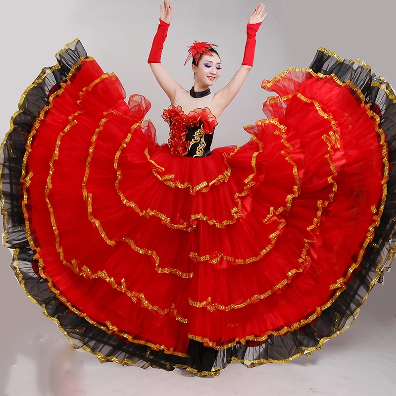 

Flamenco Dress Spanish Costumes Women Flamengo Dancer Clothes Lady Ballroom Dancing Dresses Stage Performance Dancewear DN3046