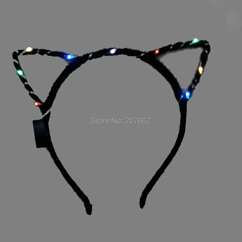 

Free shipping 12pcs/lot Light Up cat ear Blinking Led Headband Women Girl Birthday Glow Party Supplies Wedding Hair Accessories