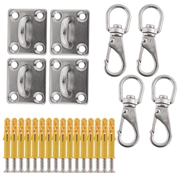 

3pcs Square Shade Sail Hardware Kit Includes M5 Pad Eyes Snap Hooks self-tapping Screws Sunsail Installation Tighten Sail