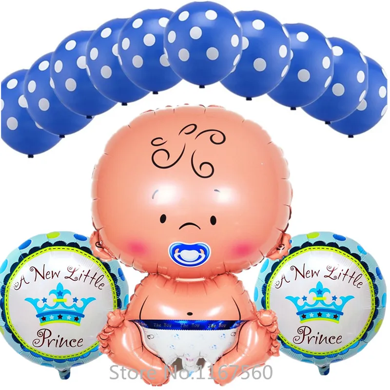 

13pcs/set Pink/Blue Pacifier Angel Baby Boy Baby Girl Foil Air Balloons Polka Dot Latex Balls Kids Birthday Party Decorations