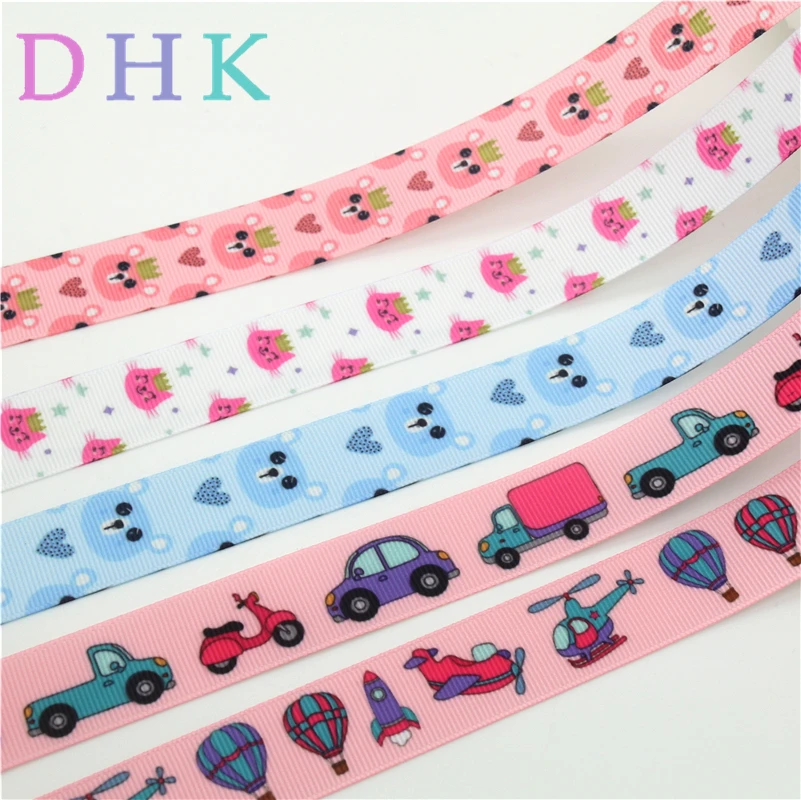 

DHK 7/8'' 5yards cat car plane animals Printed Grosgrain Ribbon Accessory hairbow headwear decoration Wholesale DIY OEM C1700