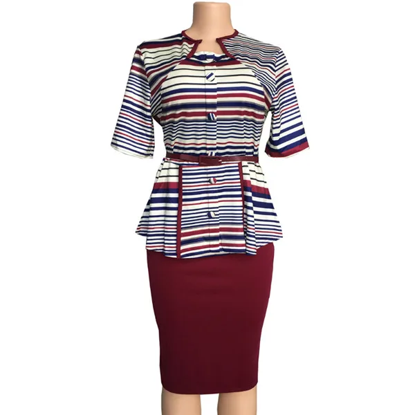 H& D Африканский одежда Африка топ и юбка комплект Женская одежда наивысшего качества вышивка - Цвет: Бургундия