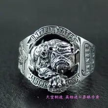 Thai silver ring bulldog the logo of marine corps ring