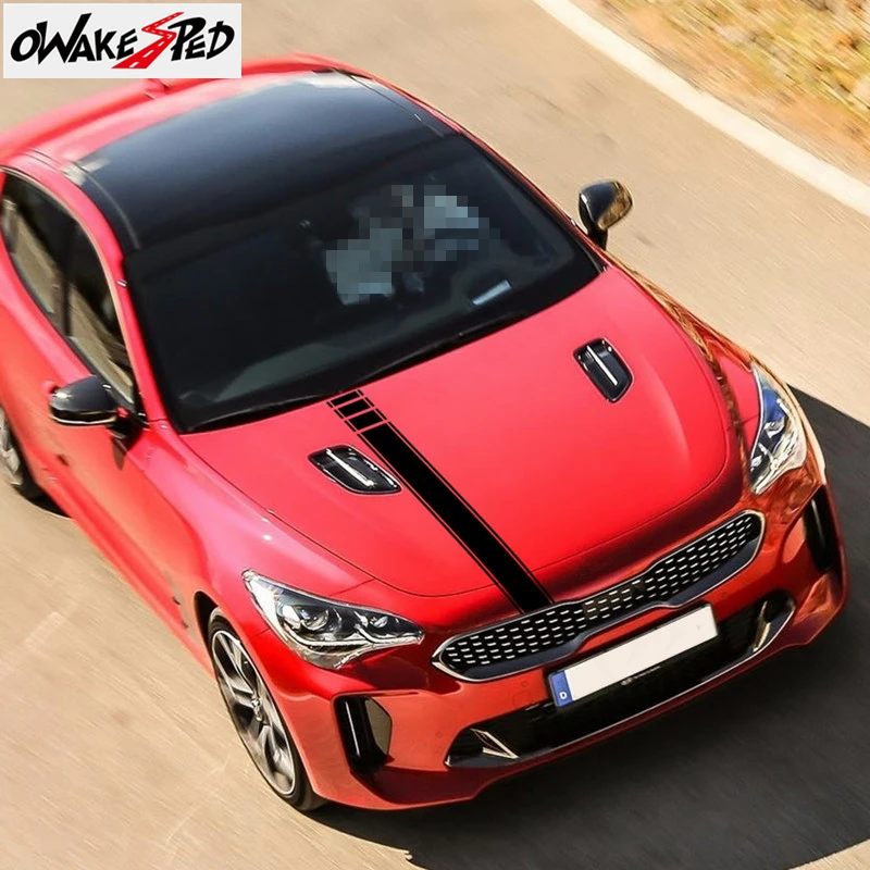 

For KIA Stinger Sport Stripes Car Hood Stickers Auto Bonnet Engine Cover Decor Stickers Waterproof Racing Styling Vinyl Decals