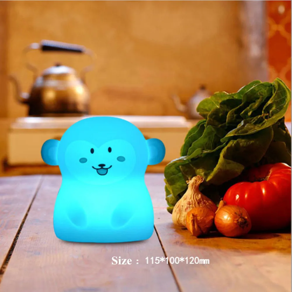 SuperNight Cute Bear Dog Monkey Fox LED Night Light Touch Sensor Colorful Silicone Cartoon Table Lamp for Children Kids Baby (15)