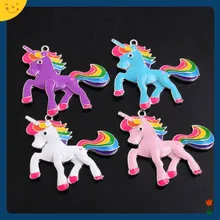 OYKZA модные ювелирные изделия 50*42 мм 5 шт. Zice сплав Красочные Единорог эмалевые подвески для бисера ожерелье изготовление