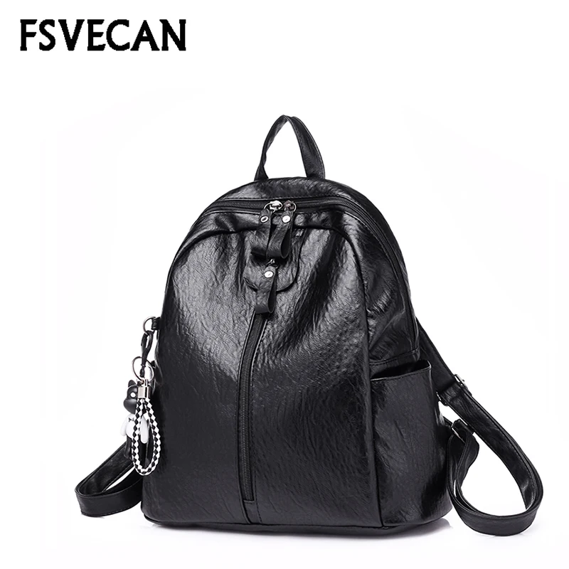 

2019 Fashion Women Backpack Small Female Cute Bear Soft Pu Leather Casual Mini Black Backpacks School Teenager Bag For Girls new