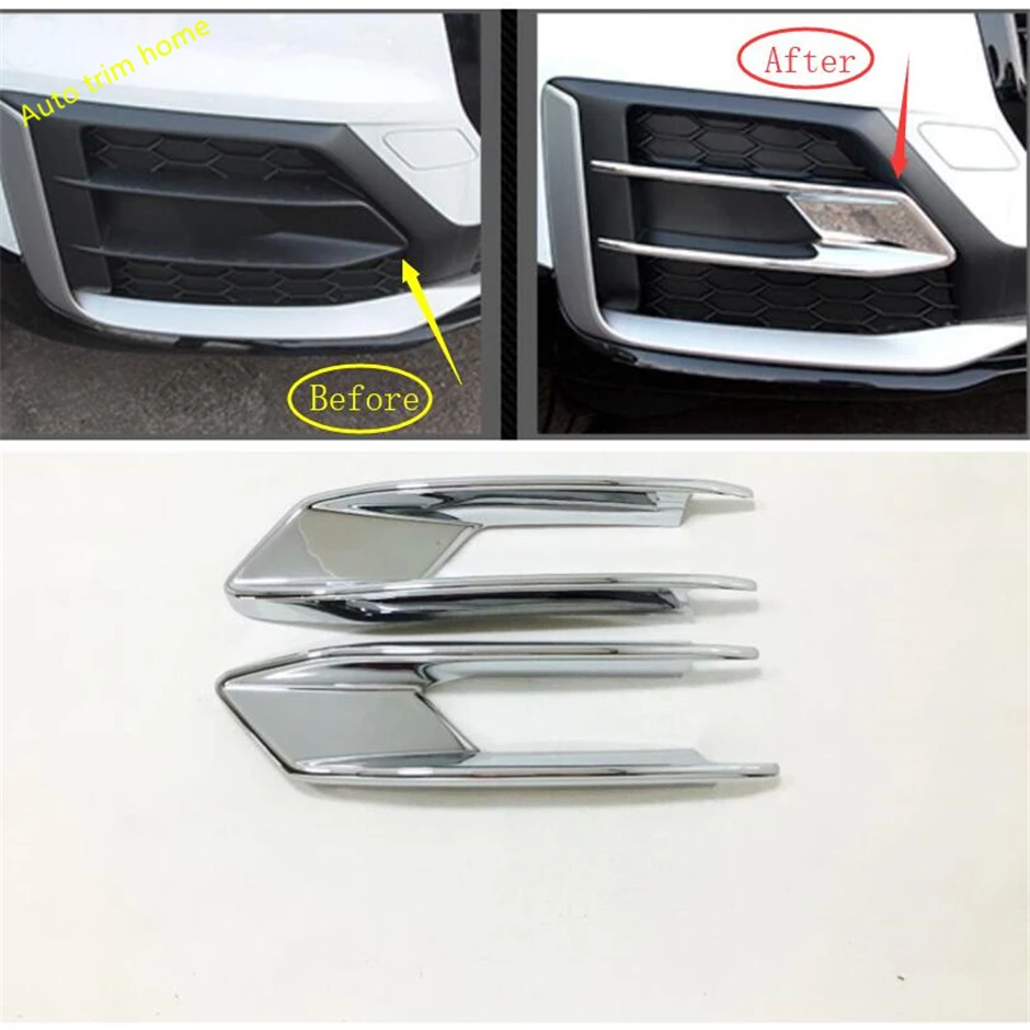 

Lapetus Front Fog Lights Foglight Lamp Eyelid Eyebrow Strip Cover Trim Chrome Fit For Audi Q2 2017 2018 2019 ABS