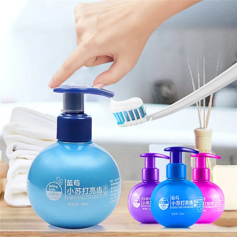 

Newest 220g Baking Soda Press Toothpaste Stain Removal Whitening Toothpaste Fight Bleeding Gums Toothpaste #710