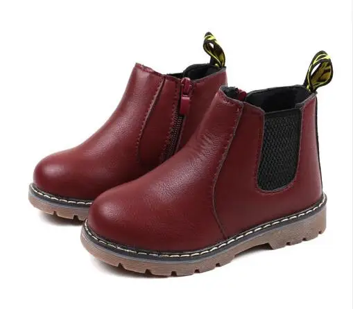 

Autumn and winter children's Martin boots boys and girls warm cotton boots snow boots waterproof non-slip leather Chelsea boots
