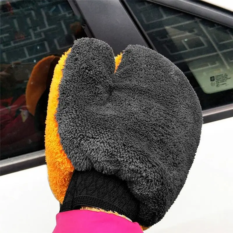 

1PCS car wash gloves thick microfiber car motorcycle cleaning supplies strong absorbent brush detailing tool towel