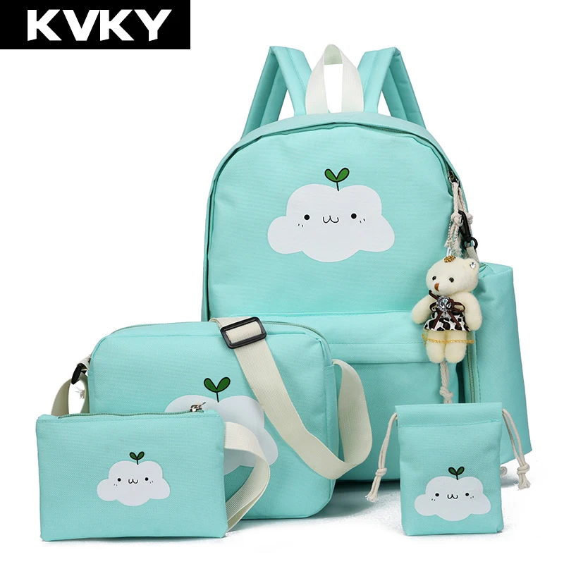 KVKY 5 шт./компл. милые холщовые женские рюкзаки для подростков девочек детей