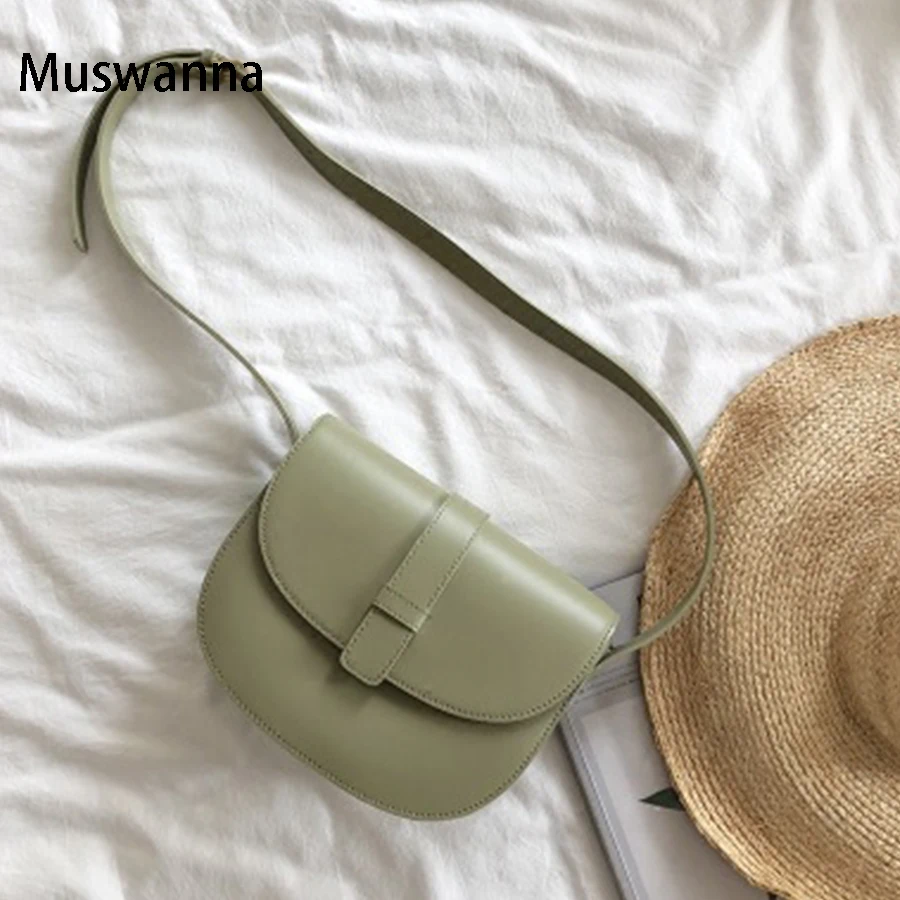 الرجعية بلون المرأة حقيبة بو الجلود المرأة الكتف حقيبة ساعي شبه دائرية السرج حقيبة عارضة Crossbody أكياس ل 2019