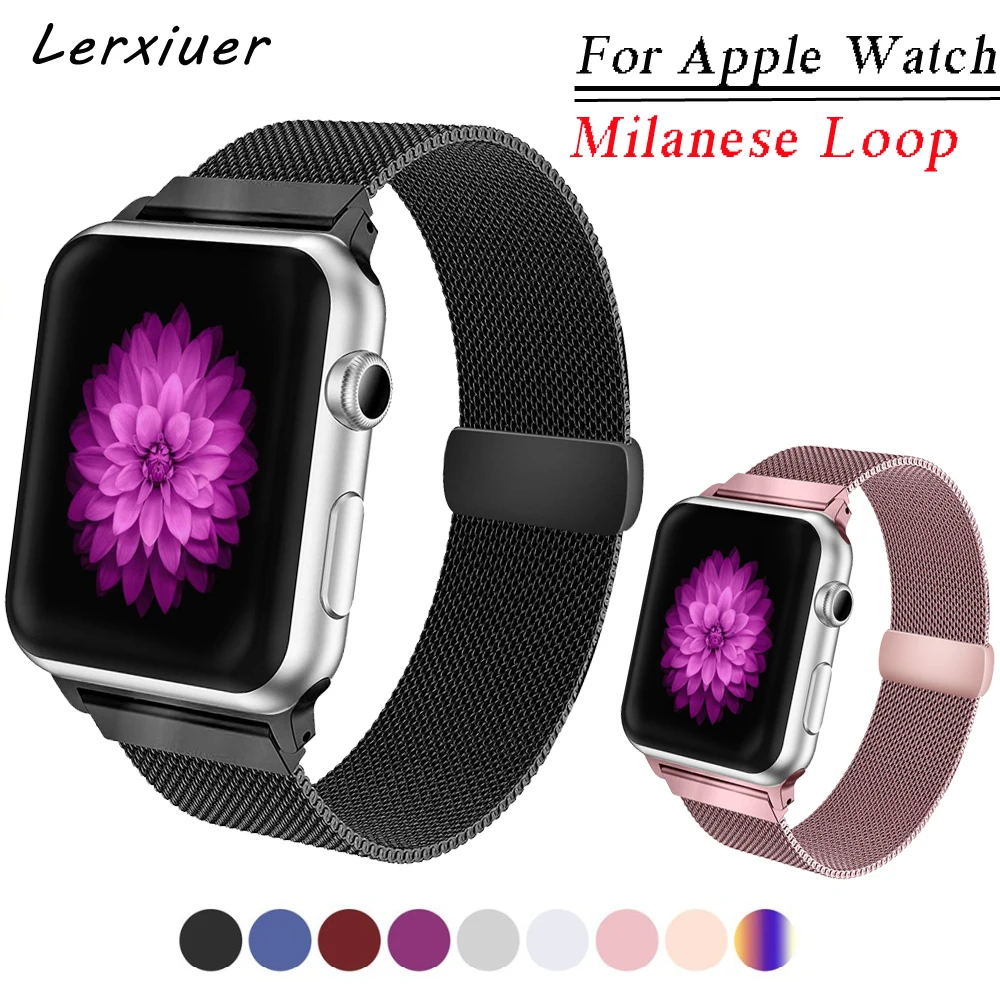 

Milanese Loop strap For Apple Watch band 3 42mm 44mm iwatch series4 3 2 1 38mm 40mm Stainless Steel wrist bracelet belt correa