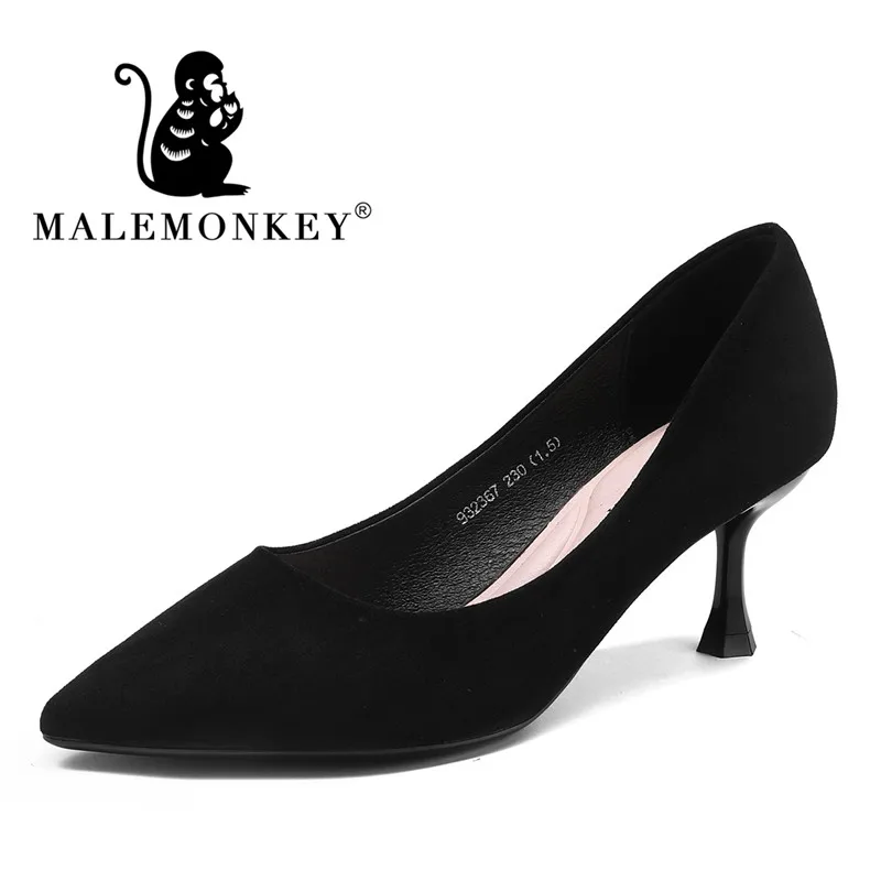

2019 Fashion Women's High Heels Shallow Office Shoes Flock Pointed Toe Women Pumps Comfortable and Soft New Arrival