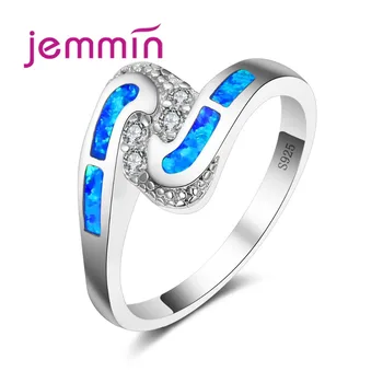 

Wholesale & Retail Opal Rings with Clear CZ Crystal 925 Sterling Silver Blue Fire Opal Rings Fashion Jewelry for Women