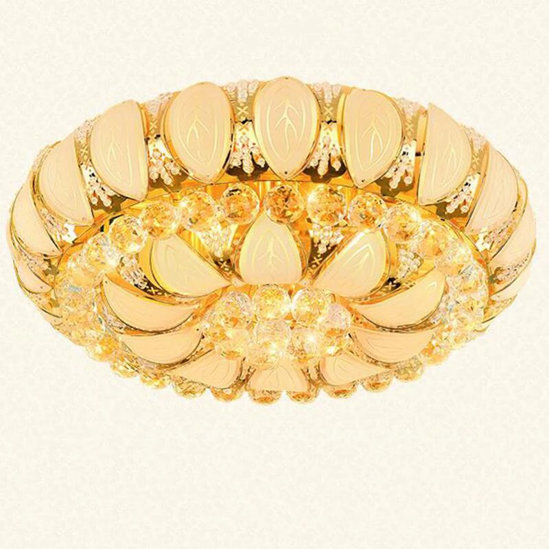 

New Gold Round Crystal Ceiling Lighting lustres lamparas de teto para sala de techo jantar Remote Controlled Ceiling Lights Lamp