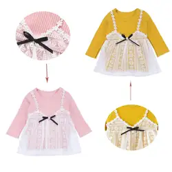Повседневное новорожденных Одежда для маленьких девочек кружева принцесса праздничное платье с фатиновой юбкой Топы