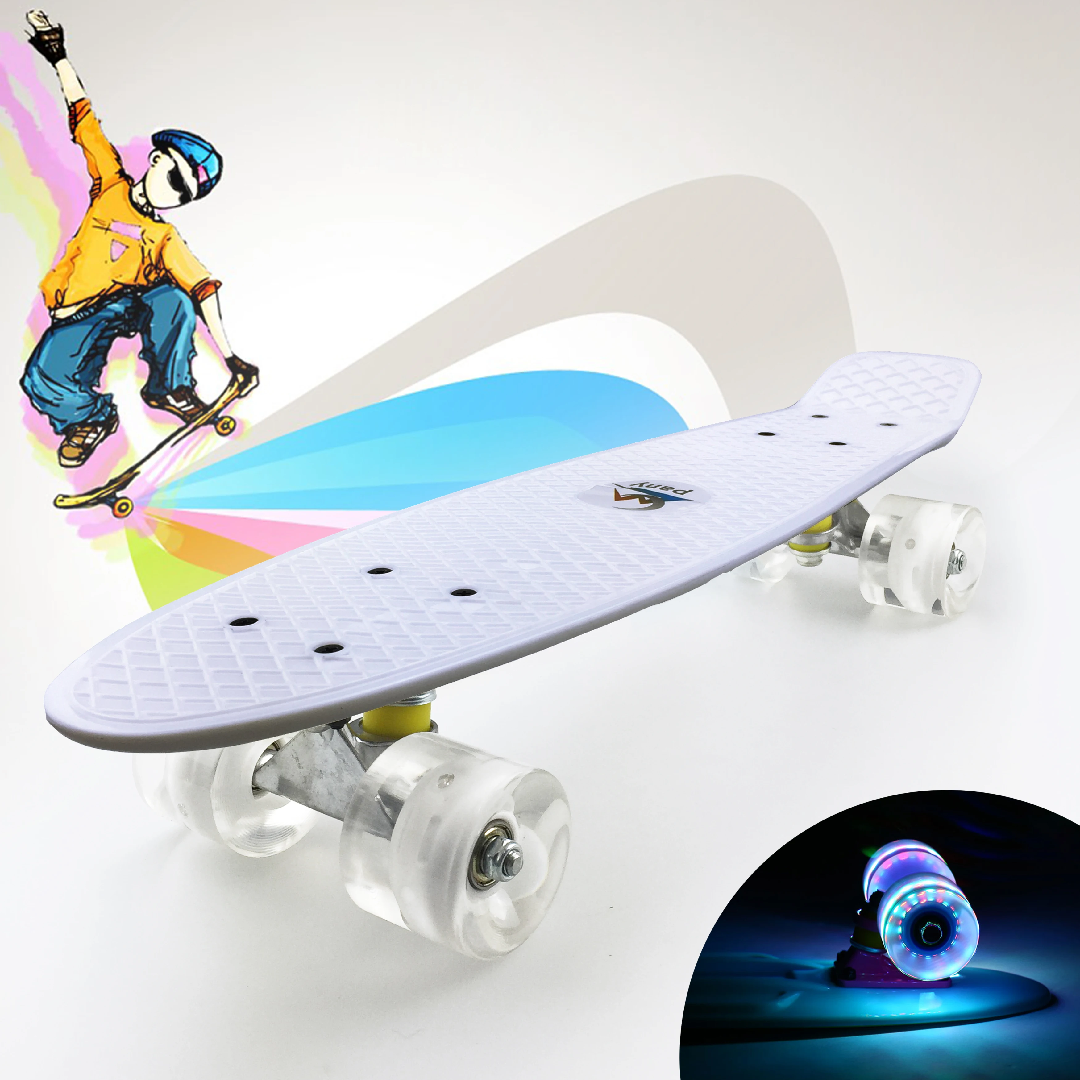 

Beginner children four-wheel small fish board skateboard LED flash wheel single kick brush street board manufacturers direct