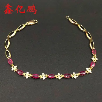 

18 k gold inlaid natural Burmese ruby bracelet with female 3x6mm