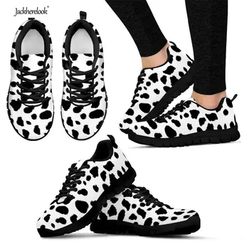 

Jackherelook Fashion Lace-up Women Flats Shoes 3D Dalmatian Dog Printed Comfort Air Mesh Light Ladies Sneakers Chaussures Femme