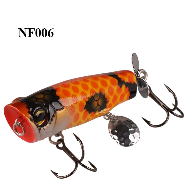 Умный жесткий Поппер наживка для рыбалки 7 см/12,2 г со спиральным крыльчаткой и ложкой воблеры для воды VMC крючок искусственный карп приманки снасти - Цвет: NF006