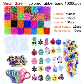 

DOLLRYGA 10000pcs Rubber Loom Box DIY Bands Set Kid Bracelet Silicone Rubber Bands Elastic Rainbow Weave Loom Bands Children Toy