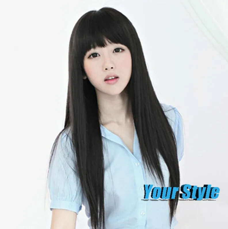 Good Synthetic Long Black Straight Full Wigs Women Female Dancy