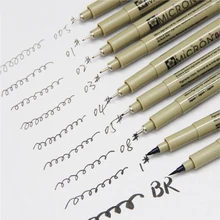 7 pçs/lote Micron Agulha para Animação de Desenho Esboço Dos Desenhos Animados Caneta Gel Caneta de Tinta Papelaria Arquivamento Fontes Da Arte