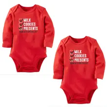 2016 Fashion Christmas Newborn Toddler Baby Girl Clothes Long Sleeve Red Cotton Bodysuit Playsuit Outfit