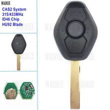 WALKLEE Remote Key fit for BMW CAS2 CAS2+ System X3 X5 Z3 Z4 Z8 3/5/6/7 Series 315MHz 315LP 433MHz Switchable HU92 Car Alarm