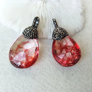 

5 Pieces Crack beads Crystal Charm Pendant Zircon Rhinestone Paved Gem stone Pendants For Making Necklaces Jewelry women PD770