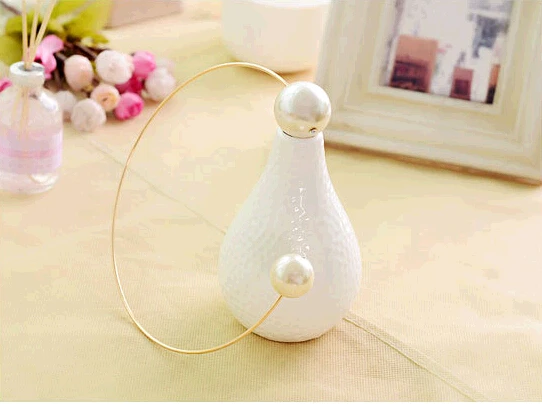 Double Big Simulated Pearl Adjustable Golden Opening Hoop Choker Punk Necklace for Women - Image 4