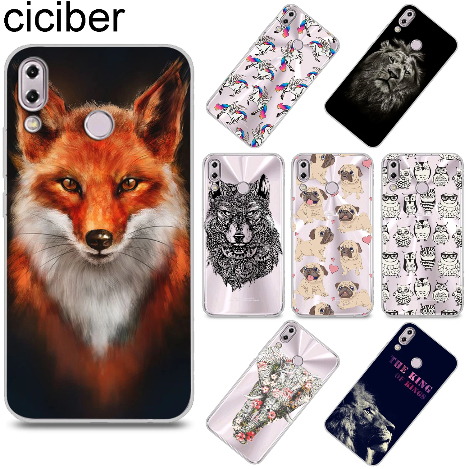 

ciciber Animal Lion Fox Cover for ASUS Zenfone 5 5Z ZE620KL ZS620KL Soft TPU Phone Cases for Zenfone 5 Lite 5Q ZC600KL Fundas