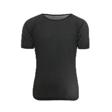 Новая мужская нижняя рубашка/Мужская женственная сетчатая прозрачная Базовая рубашка/Мужская сетчатая дышащая футболка с круглым вырезом с короткими рукавами для похудения