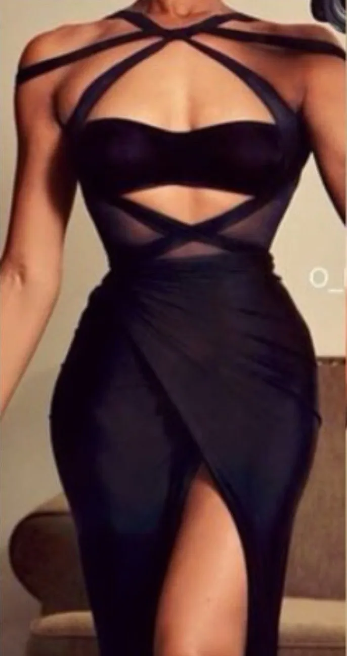 Brand-New-Sexy-Designer-Open-Fork-Black-Bandage-Dress-2016-Women-s-Mesh-Bodycon-Rayon-Bandage