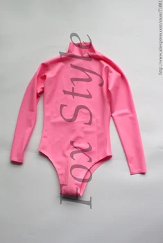 

long sleeves latex catsuit in pink