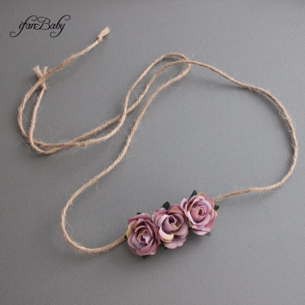 

Fashionable Baby girl Summer Rose Flower Headband Hemp Rope Tie Hair Bands