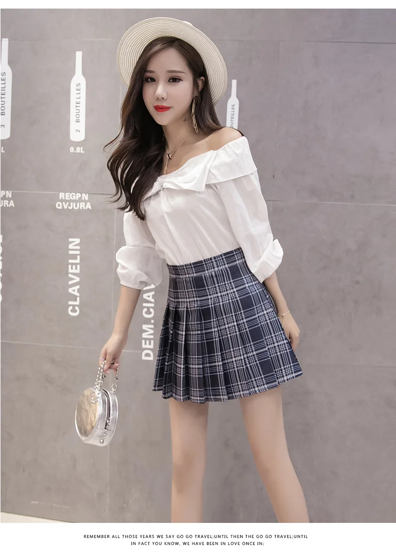 DANJEANER Классическая клетчатая юбка с высокой талией плиссированная короткая юбка трапециевидная школьная юбка униформа с внутренними шортами повседневная облегающая юбка